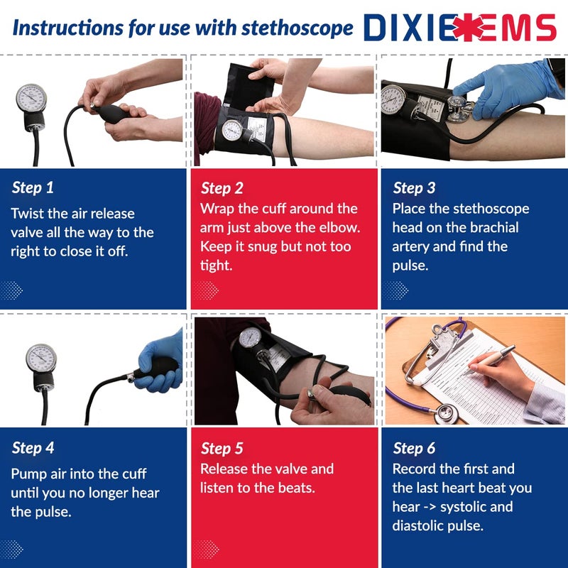 Dixie EMS Blood Pressure and Sprague Stethoscope Kit - Blue - Image 5